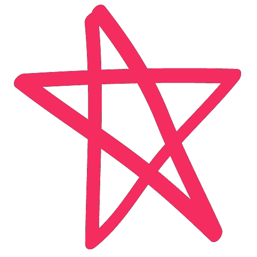 A pink star is drawn on black background.